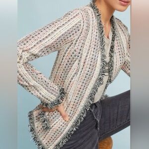 Anthropologie Eva Franco Reston Fringe Tweed Blazer Jacket